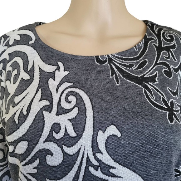 5 Twelve Women's SharkBite Knit Top Gray/White Long Sleeve Size Medium - Picture 5 of 7